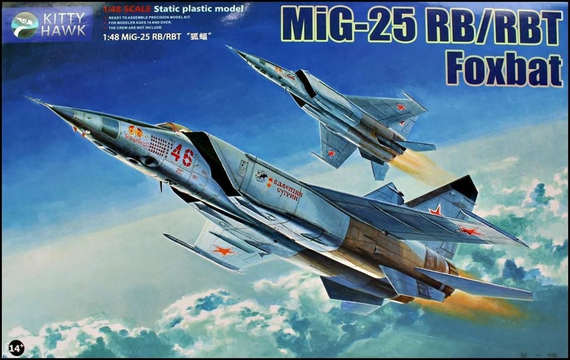 Kitty Hawk 80113 1/48 Ölçek, Mig-25 RB/ RBT Savaş Uçağı ve 2 Resin Figür, Plastik Model kiti