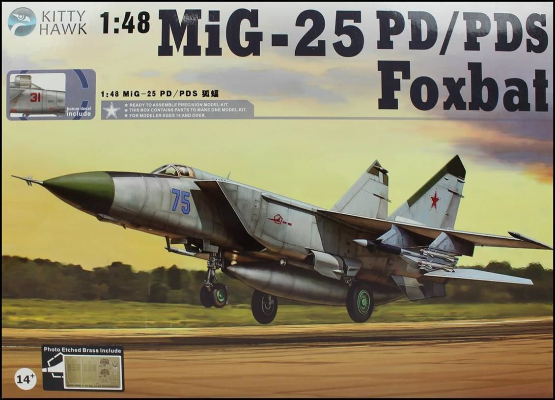 Kitty Hawk 80119 1/48 Ölçek, MIG-25 P/PD (Foxbat) Savaş Uçağı, Plastik Model kiti