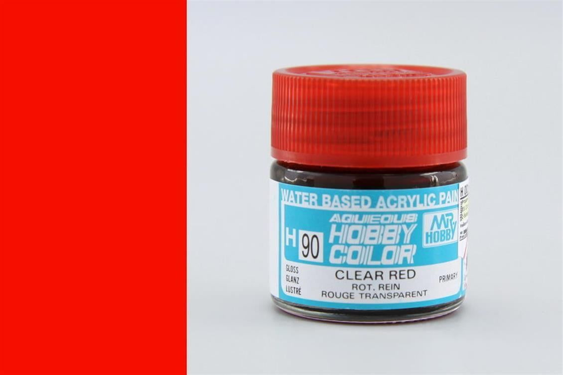 Mr.Hobby H-090 10 ml. Clear Red, Aqueous Serisi Model Boyası