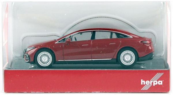 Herpa 430944 1/87 Ölçek, Mercedes EQ EQS, Kırmızı, Sergilemeye Hazır Model Araç