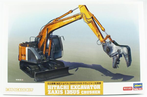 Hasegawa 66103 1/35 Ölçek, Hitachi Excavator Zaxis 135US Crusher, Plastik Model Kiti