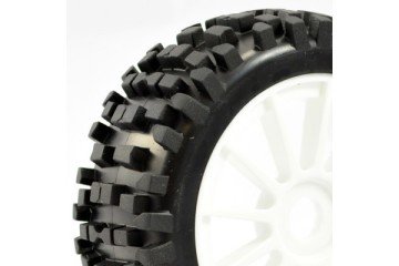 fastrax 1/8TH PREMOUNTED BUGGY TYRES ROCK-BLOCK/12 SPOKE 17 Hex