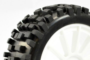 fastrax 1/8TH PREMOUNTED BUGGY TYRES ROCK-BLOCK/12 SPOKE 17 Hex