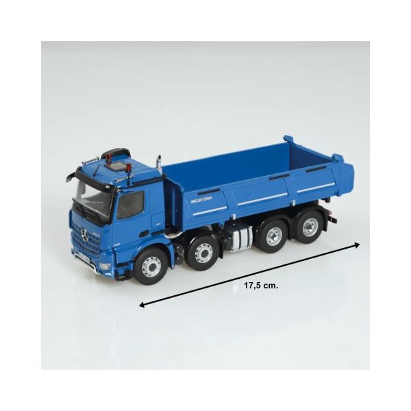 NZG LM10660020 1/50 Ölçek, Mercedes-Benz Arocs 8x4 Damperli Kamyon, Mavi, Sergilemeye Hazır Metal Model