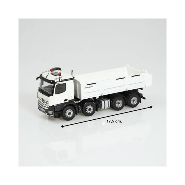 NZG LM1066/40 1/50 Ölçek, Mercedes-Benz Arocs 8x4 Damperli Kamyon, Beyaz, Sergilemeye Hazır Metal Model