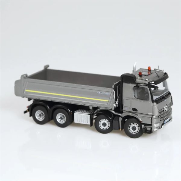 NZG LM10660055 1/50 Ölçek, Mercedes-Benz Arocs 8x4 Damperli Kamyon, Gümüş/Gri, Sergilemeye Hazır Metal Model