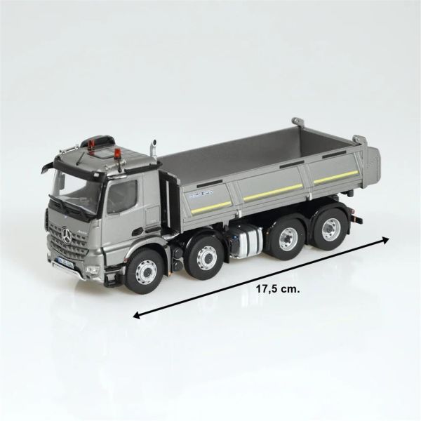 NZG LM10660055 1/50 Ölçek, Mercedes-Benz Arocs 8x4 Damperli Kamyon, Gümüş/Gri, Sergilemeye Hazır Metal Model