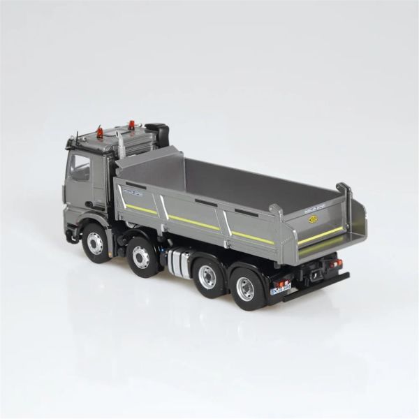 NZG LM10660055 1/50 Ölçek, Mercedes-Benz Arocs 8x4 Damperli Kamyon, Gümüş/Gri, Sergilemeye Hazır Metal Model