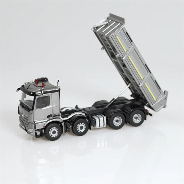 NZG LM10660055 1/50 Ölçek, Mercedes-Benz Arocs 8x4 Damperli Kamyon, Gümüş/Gri, Sergilemeye Hazır Metal Model