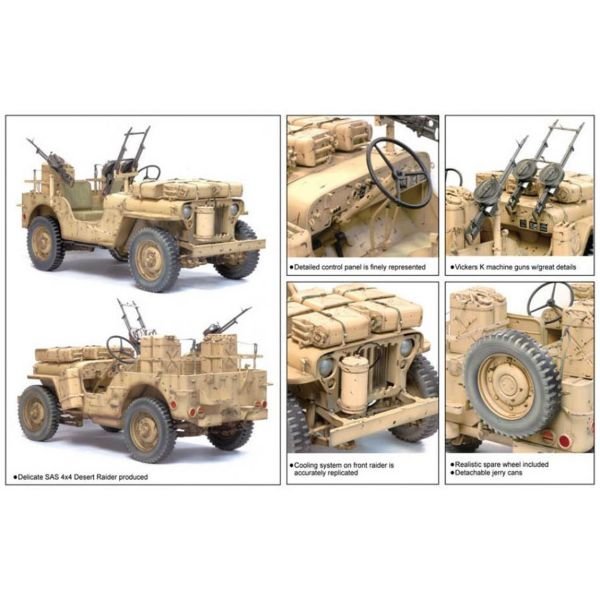 Dragon 75038 1/6 Ölçek, SAS 4x4 Desert Raider Jeep  Plastik Model Kiti