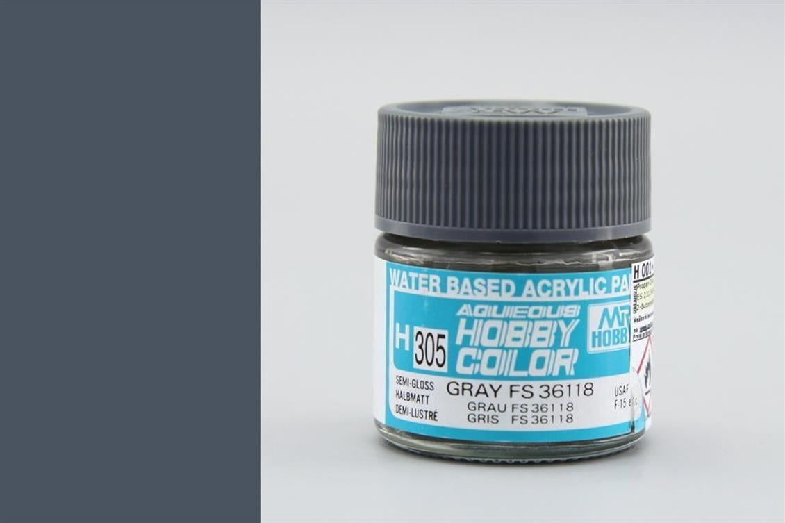 Mr.Hobby H-305 10 ml. Gray FS 36118, Aqueous Serisi Model Boyası