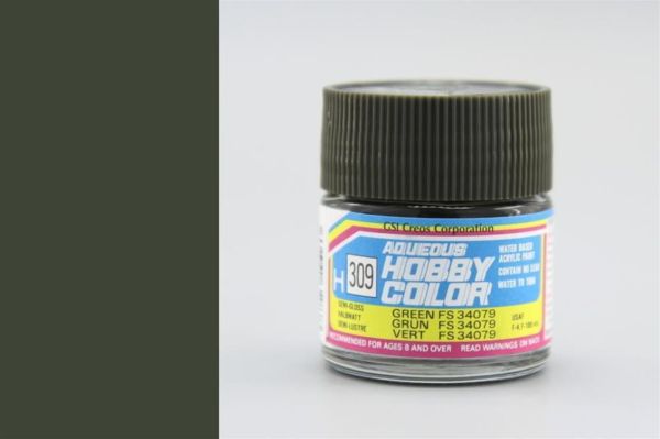 Mr.Hobby H-309 10 ml. Green FS 34079, Aqueous Serisi Model Boyası