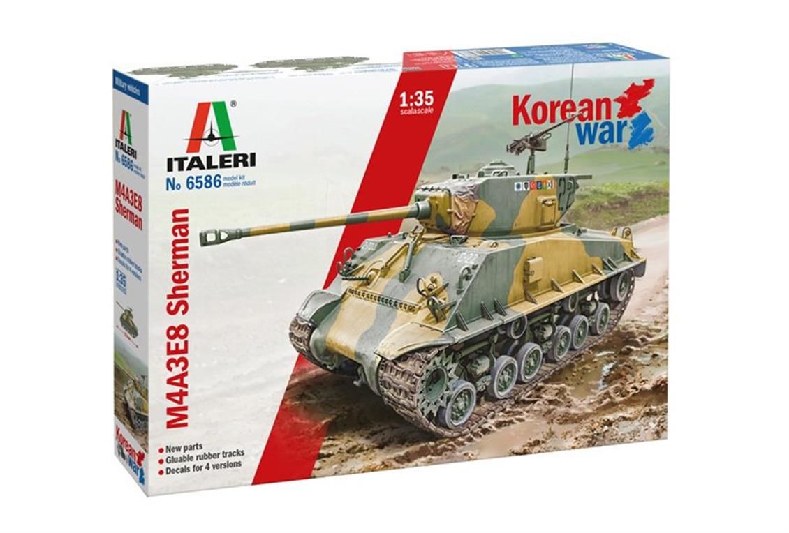 Italeri 6586S 1/35 Ölçek, M4A3E8 Sherman ( Kore Savaşı ) Tank, Plastik Model kiti