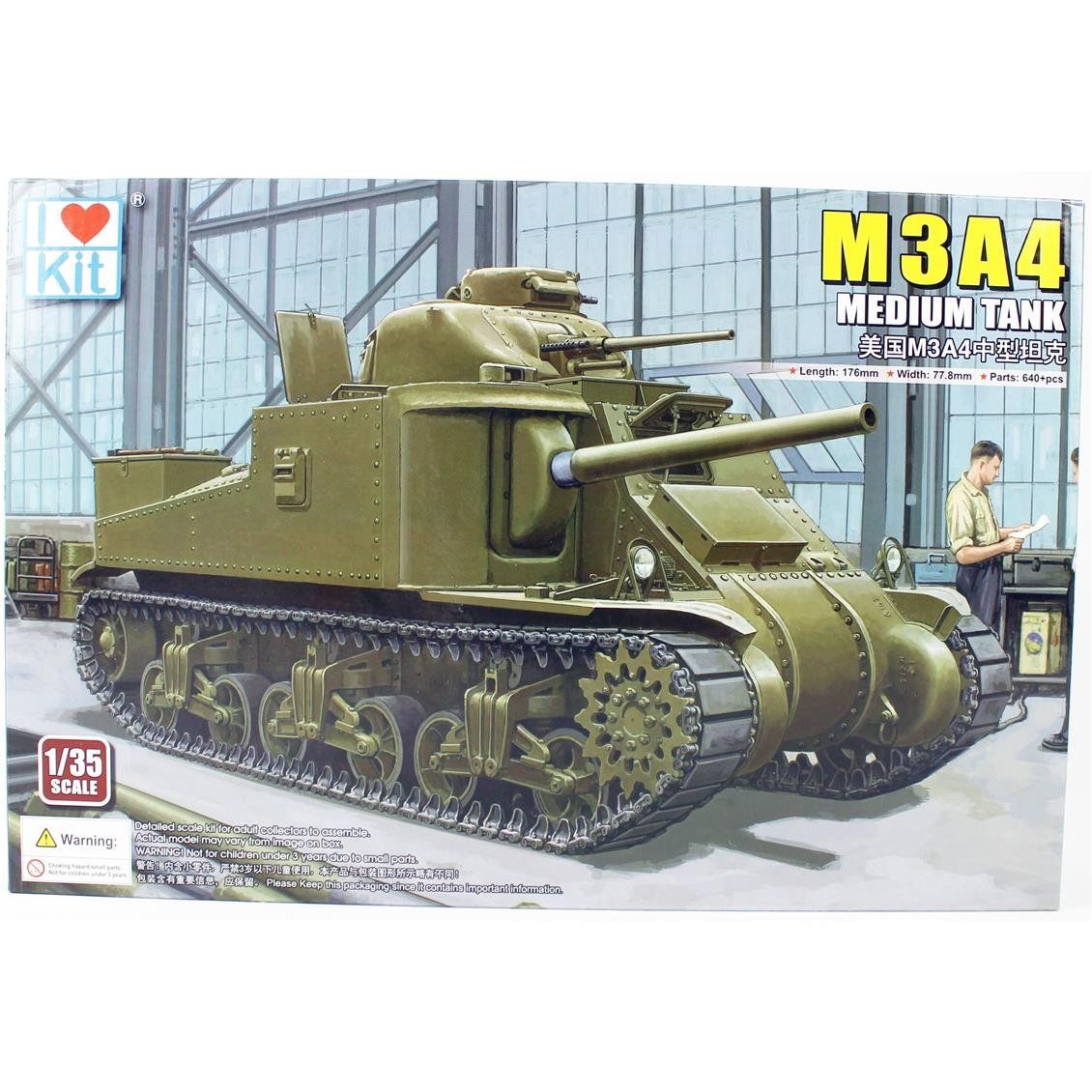 I Love Kit 63518 1/35 Ölçek, M3A4 Orta Sınıf Tankı,Plastik Model Kiti