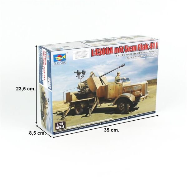 Trumpeter 09595 1/35 Ölçek, L4500A ve 5cm Flak 41-II Askeri Aracı,Plastik Model Kiti