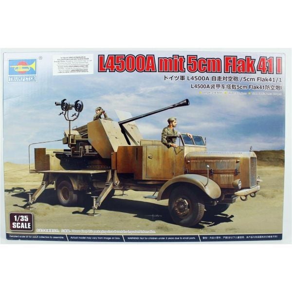 Trumpeter 09595 1/35 Ölçek, L4500A ve 5cm Flak 41-II Askeri Aracı,Plastik Model Kiti