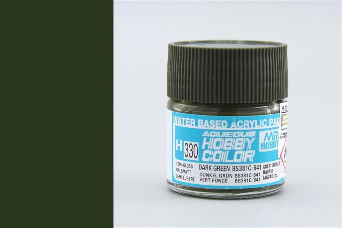 Mr.Hobby H-330 10 ml. Dark Green BS381C/641, Aqueous Serisi Model Boyası