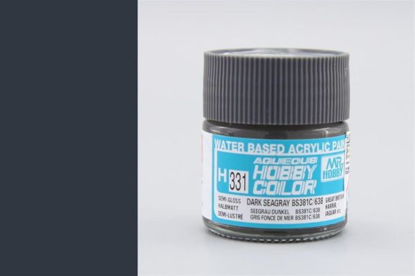 Mr.Hobby H-331 10 ml. Dark Seagray BS381C/638, Aqueous Serisi Model Boyası