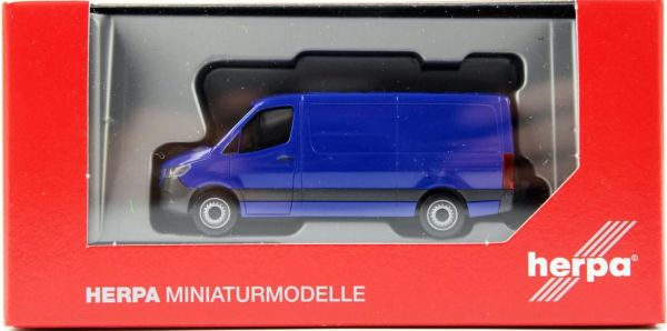 Herpa 096485 1/87 Ölçek, MB Sprinter 18 m3 Van, Mavi,Sergilemeye Hazır Model Araç