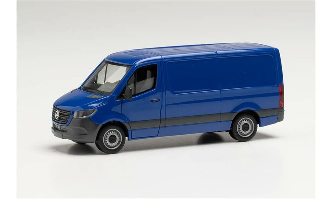 Herpa 096485 1/87 Ölçek, MB Sprinter 18 m3 Van, Mavi,Sergilemeye Hazır Model Araç