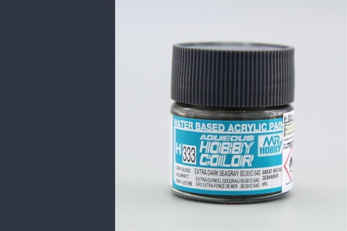 Mr.Hobby H-333 10 ml. Extra Dark Seagray BS381C/640, Aqueous Serisi Model Boyası