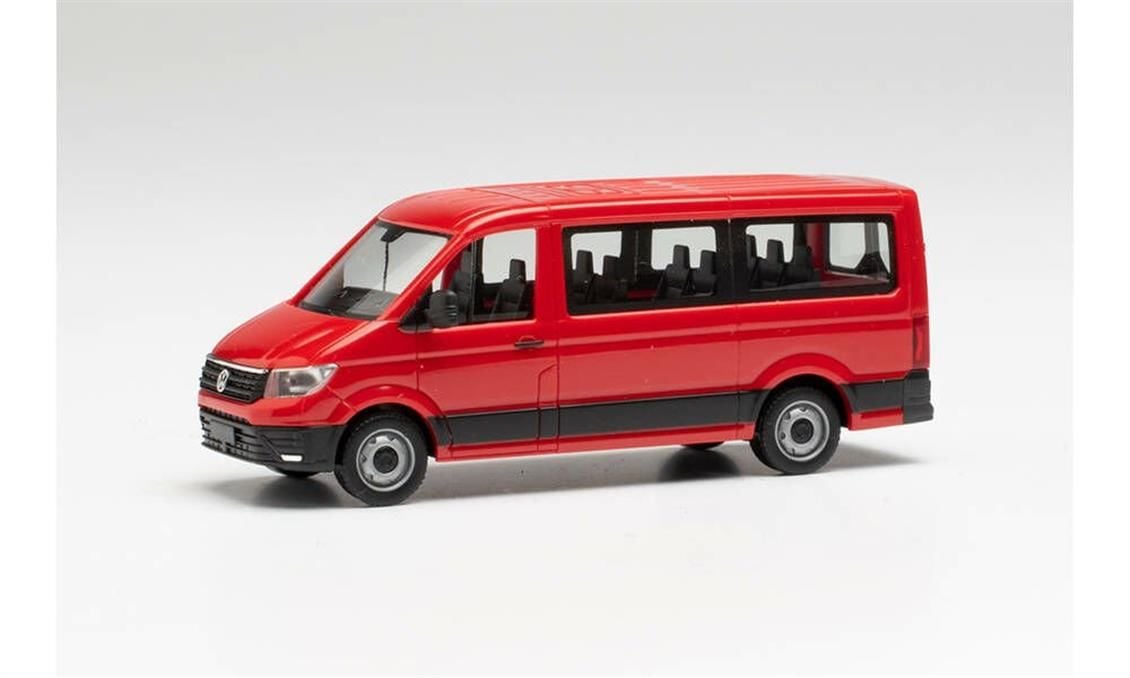 Herpa 095846 1/87 Ölçek, VW Crafter Minibüs, Kırmızı, Sergilemeye Hazır Model Araç