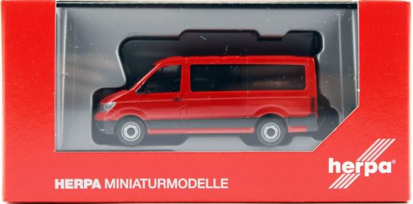 Herpa 095846 1/87 Ölçek, VW Crafter Minibüs, Kırmızı, Sergilemeye Hazır Model Araç