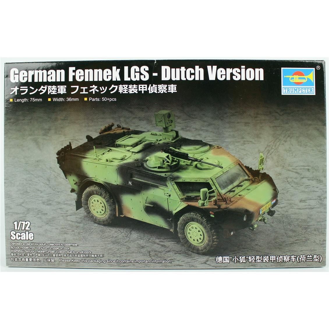 Trumpeter 07401 1/72 Ölçek, Alman Fennek LGS 8Dutch Tipi) Hafif Zırhlı Araç, Plastik Model Kiti