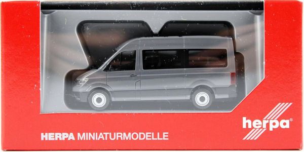 Herpa 094252-002 1/87 Ölçek, VW Crafter Minibüs, Koyu Gri, Sergilemeye Hazır Model Araç