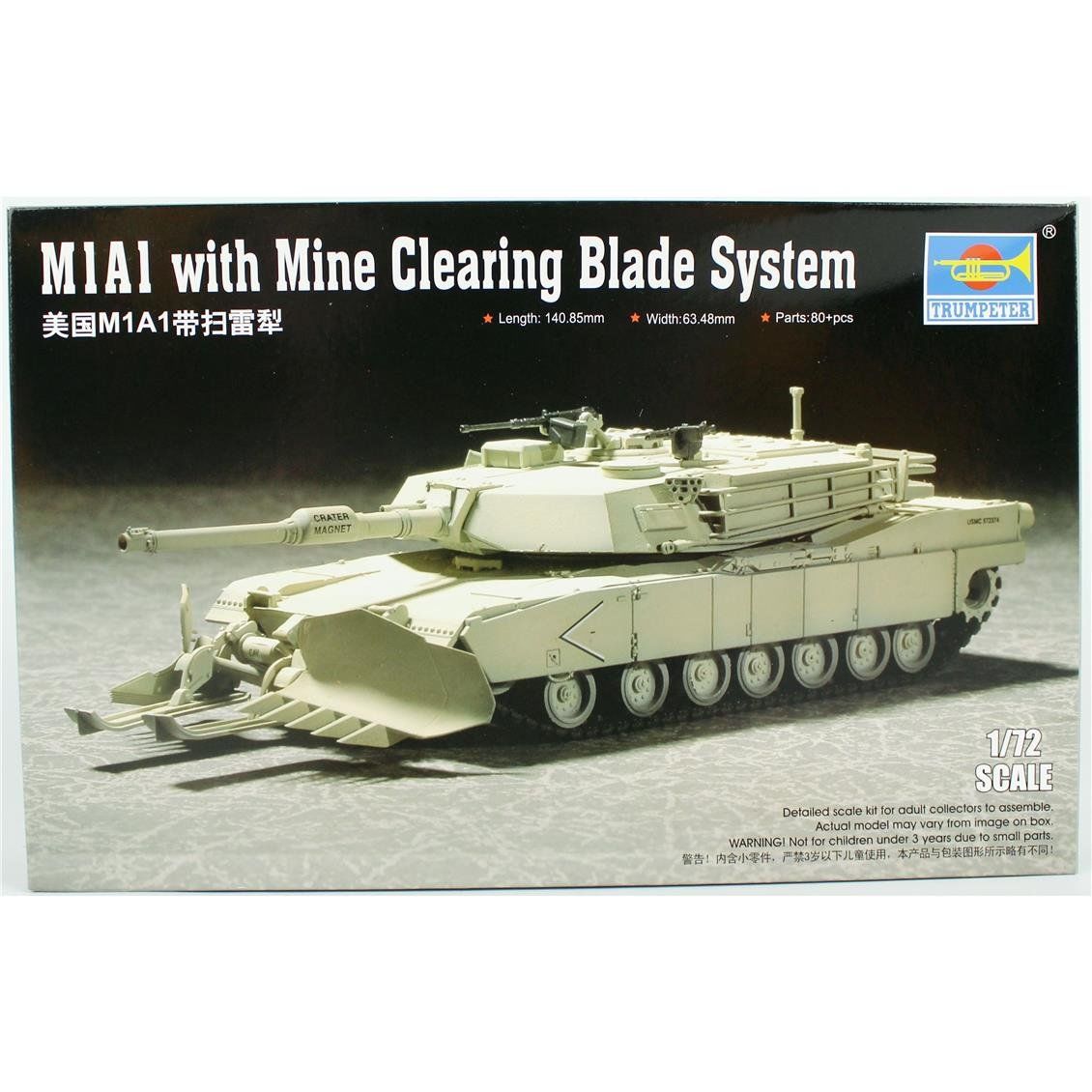 Trumpeter 07277 1/72 Ölçek, M1A1 Mayın Temizleme Aparatlı Tank, Plastik Model Kiti