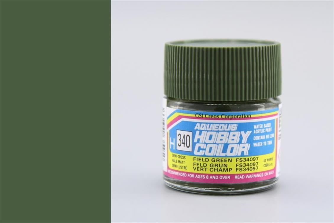 Mr.Hobby H-340 10 ml. Field Green FS34097, Aqueous Serisi Model Boyası