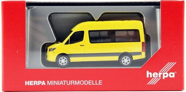 Herpa 093804-002 1/87 Ölçek, MB Sprinter, 18 m3 Minibüs, Sarı, Sergilemeye Hazır Model Araç