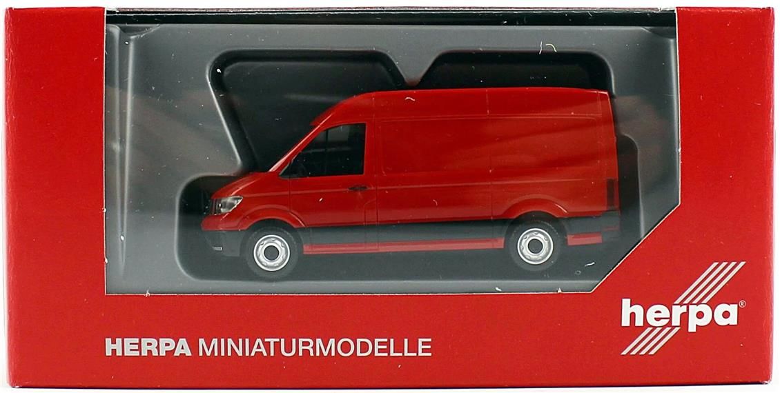 Herpa 092982-002 1/87 Ölçek, VW Crafter, 16 m3 Van, Kırmızı, Sergilemeye Hazır Model Araç