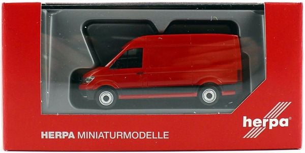 Herpa 092982-002 1/87 Ölçek, VW Crafter, 16 m3 Van, Kırmızı, Sergilemeye Hazır Model Araç