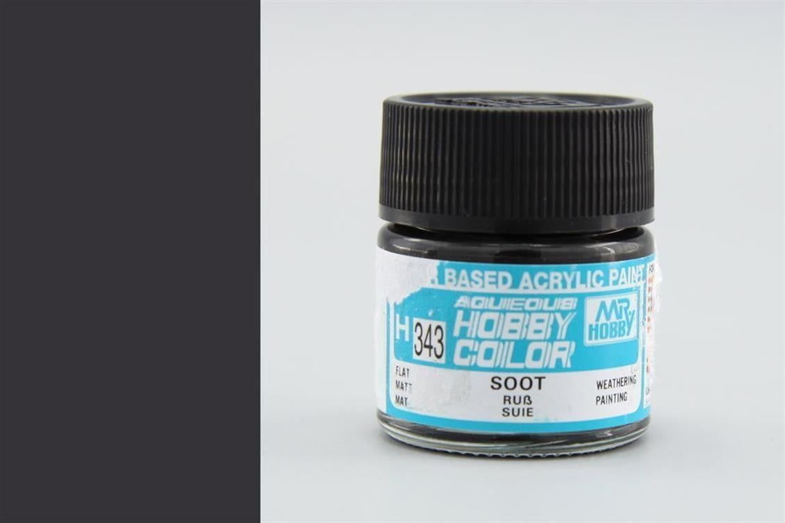 Mr.Hobby H-343 10 ml. Soot, Aqueous Serisi Model Boyası