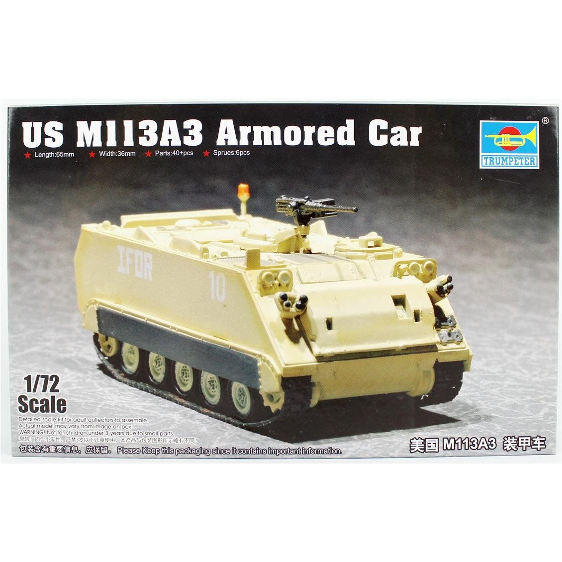 Trumpeter 07240 1/72 Ölçek, M113A3  Zırhlı Personel Taşıyıcı, Plastik Model Kiti