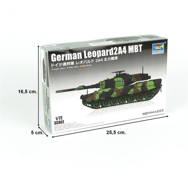 Trumpeter 07190 1/72 Ölçek, Alman Leopard 2A4 Ana Muharebe Tankı, Plastik Model Kiti