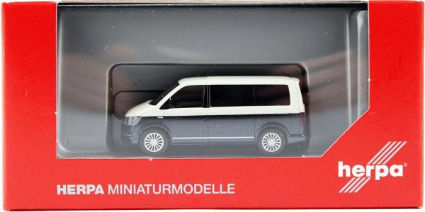 Herpa 038730-002 1/87 Ölçek, VW T6 Minibüs, Mavi/Beyaz, Sergilemeye Hazır Model Araç