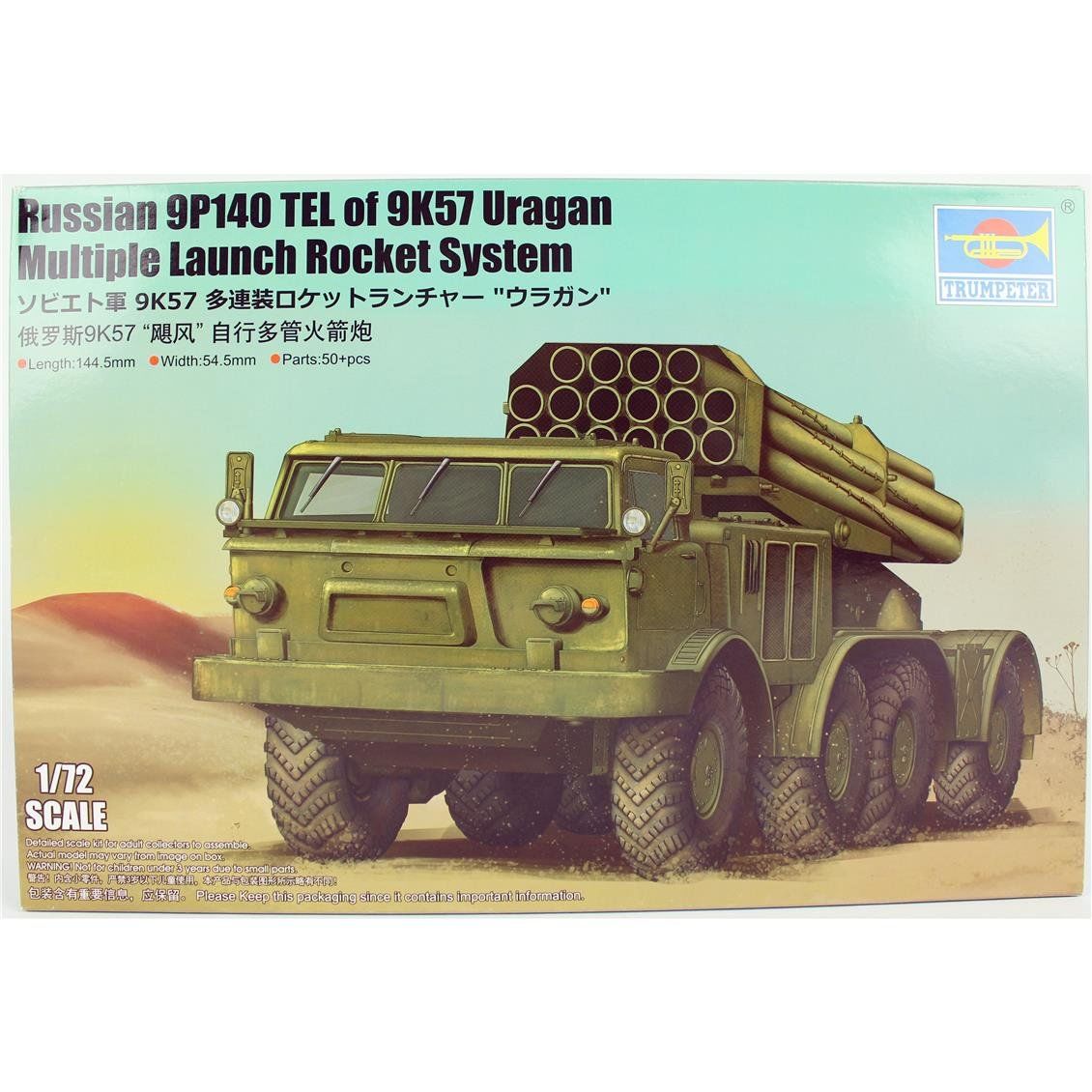 Trumpeter 07180 1/72 Ölçek, Rus 9P140 Kamyon ve 9K57 Uragan Çoklu Füze Sistemi, Plastik Model Kiti