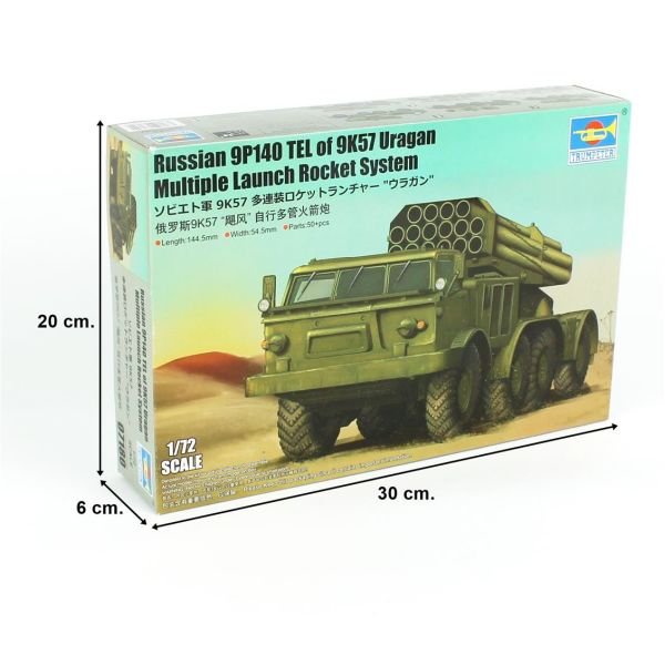 Trumpeter 07180 1/72 Ölçek, Rus 9P140 Kamyon ve 9K57 Uragan Çoklu Füze Sistemi, Plastik Model Kiti