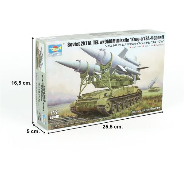 Trumpeter 07178 1/72 Ölçek, Sovyet 2K11A Tankı ve 9M8M  Krug-a (SA-4 Ganef) Füze Sistemi, Plastik Model Kiti