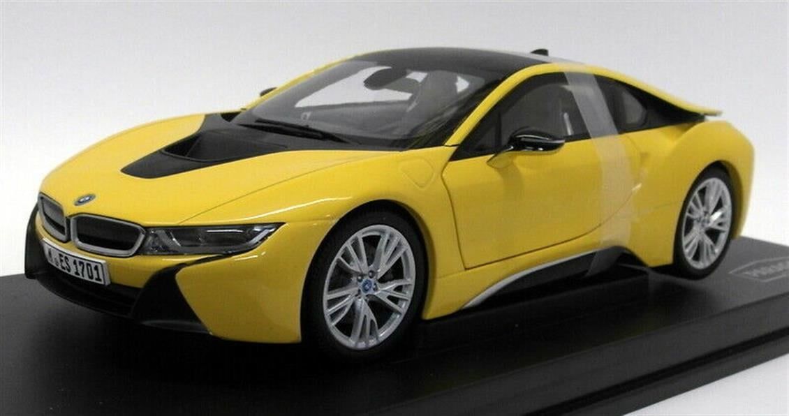 Paragon 97087 1/18 Ölçek, BMW i8 Speed Yellow Sergilemeye Hazır Metal Araba Modeli