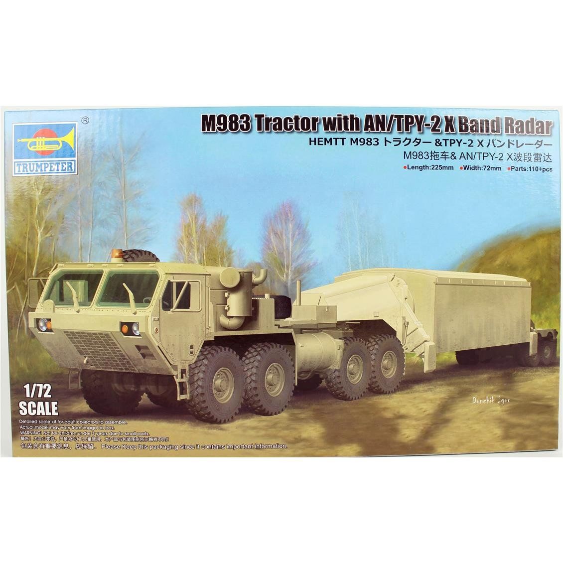 Trumpeter 07177 1/72 Ölçek, M983 Çekici ve AN/TPY-2 X Bant Radar Sistemi, Plastik Model Kiti