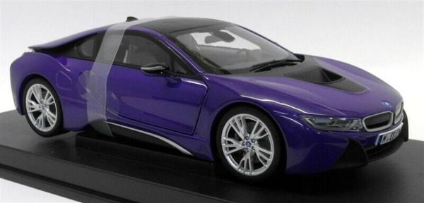 Paragon 97088 1/18 Ölçek, BMW i8 Purple Pearl Sergilemeye Hazır Metal Araba Modeli