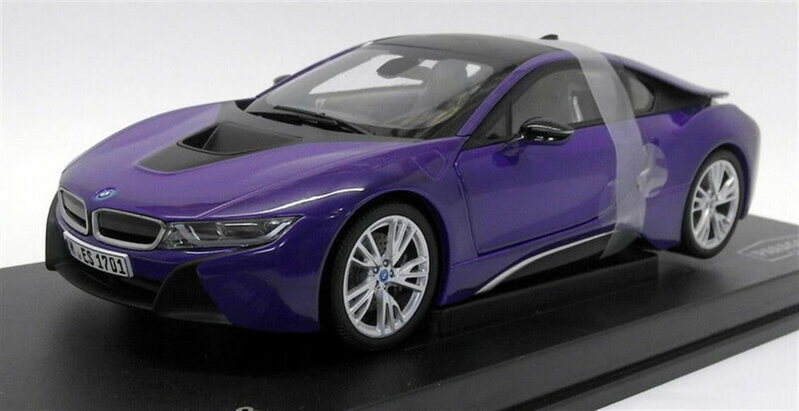 Paragon 97088 1/18 Ölçek, BMW i8 Purple Pearl Sergilemeye Hazır Metal Araba Modeli