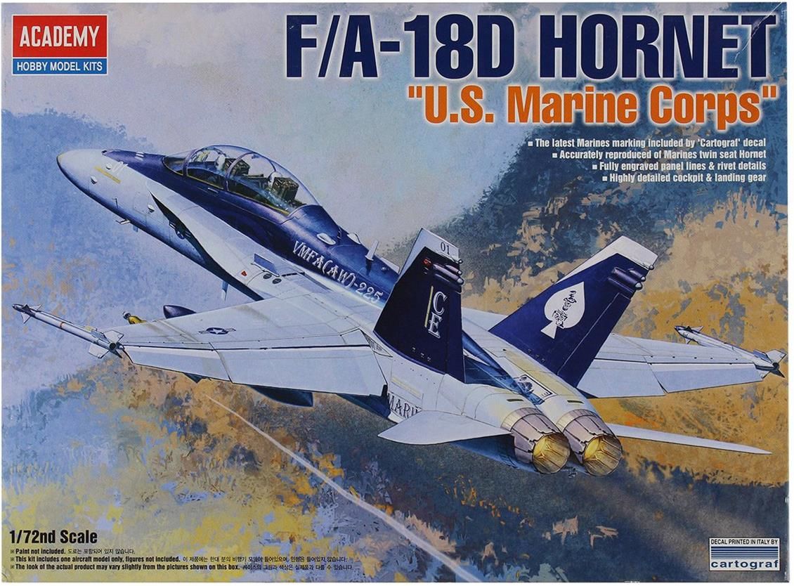 Academy 12422 1/72 Ölçek, F/A 18D Hornet (Amerikan Deniz Kuvvaetleri) Savaş Uçağı, Plastik Model kiti