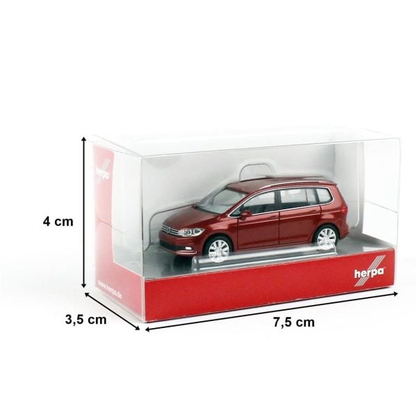 Herpa 038492-004 1/87 Ölçek, VW Touran, Kırmızı, Sergilemeye Hazır Model Araç