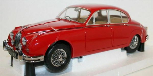 Paragon 98322L 1/18 Ölçek, 1962 Jaguar MarkII 3.8 Carmen Red Sergilemeye Hazır Metal Araba Modeli