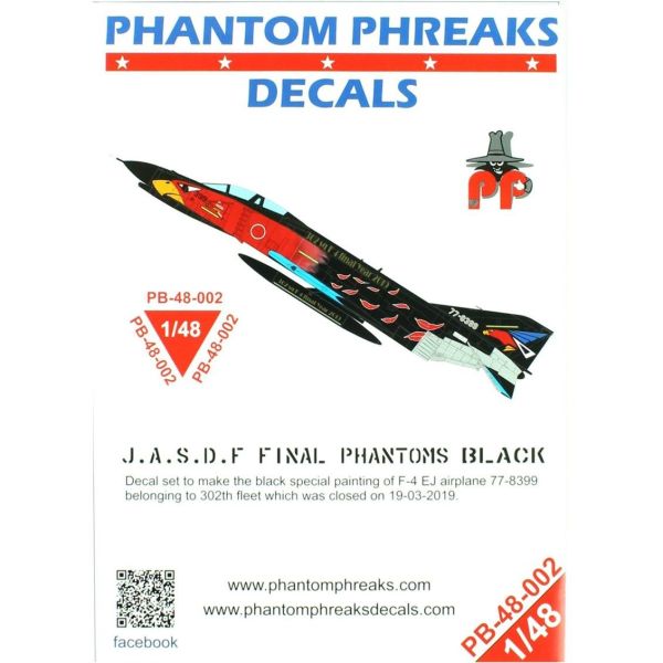 Babibi PB48002 1/48 Ölçek, Jasdf F4-EJ Son Samuray Siyah Phantom Özel, Dekal Çıkartma