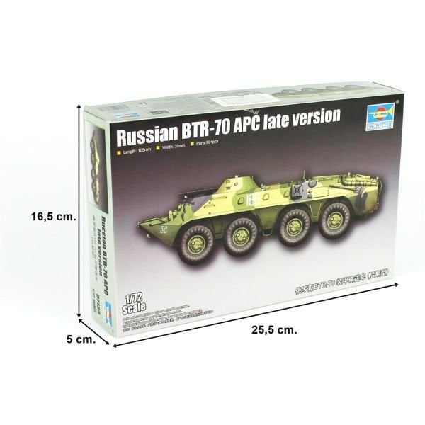 Trumpeter 07138 1/72 Ölçek, Rus BTR-70 APC (Geç Dönem) Zırhlı Personel Taşıyıcı, Plastik Model Kiti